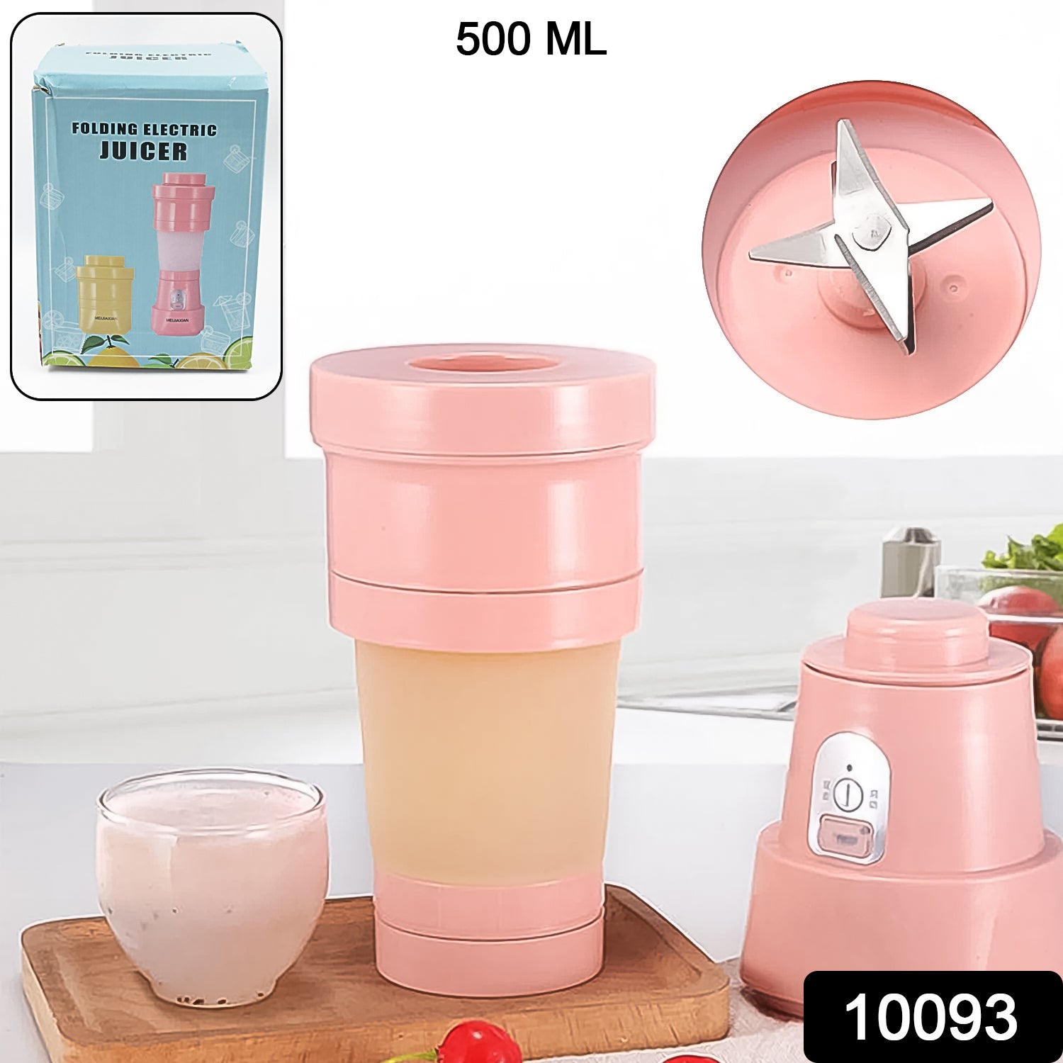 Foldable Electric Juicer Portable Blender Stainless Steel 6 Blades (500 Ml) Foldable Electric Juicer Portable Blender Stainless Steel 6 Blades (500 Ml)